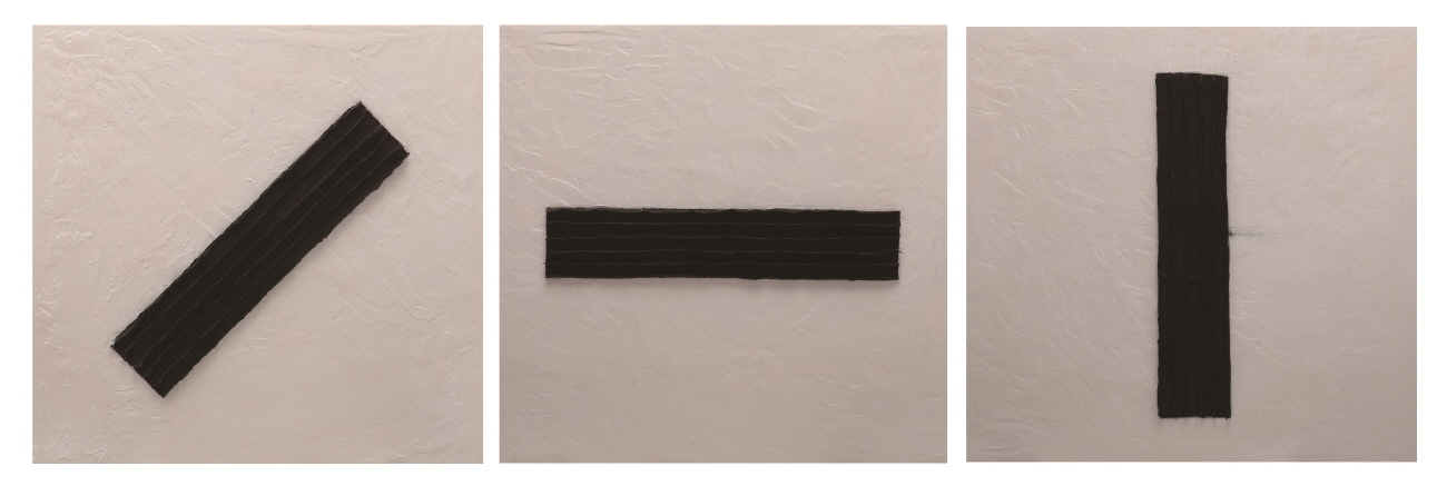 크기변환_001 공은주  Three kind of black lines_Each 50.5cmⅩ50.5cm_Mixed media on panel_2015.jpg